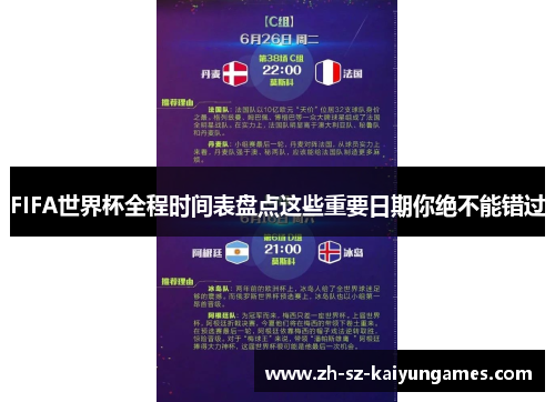 FIFA世界杯全程时间表盘点这些重要日期你绝不能错过