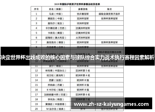 决定世界杯出线成败的核心因素与球队综合实力战术执行赛程因素解析